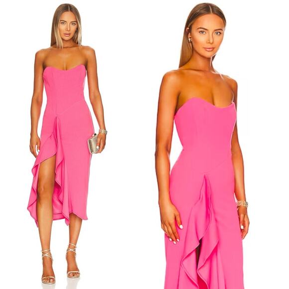 Katie May Rowan Dress Sz M Pink Punch cocktail gown Summer sweetheart corset - Picture 5 of 11